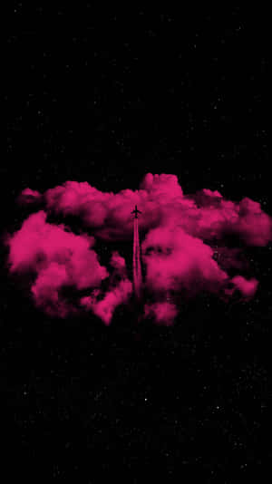 Cloud In Starry Night Black And Pink Iphone Wallpaper