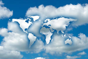 Cloud Shaped World Map Wallpaper