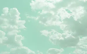 Cloudscape Photography Pastel Green Aesthetic Desktop Wallpaper