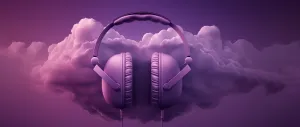 Cloudy Headphones Podcast Concept Wallpaper
