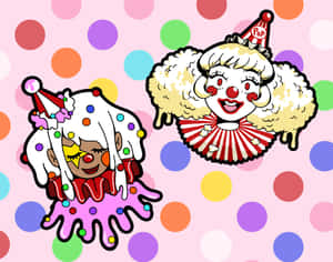 Clowncore Vibrant Cartoon Clowns Wallpaper