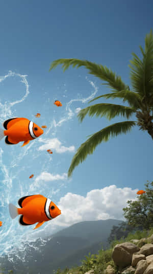 Clownfish Leap Sky Wallpaper Wallpaper