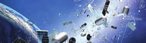 Cluster Of Space Debris Orbiting Earth Wallpaper