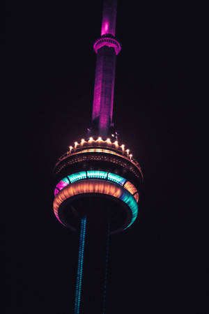 Cn Tower Neon Purple Iphone Wallpaper