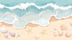 Coastal Beach With Seashells Wallpaper