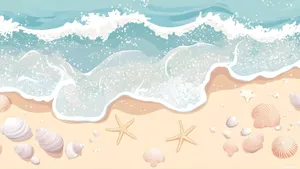 Coastal Beach With Seashells Wallpaper