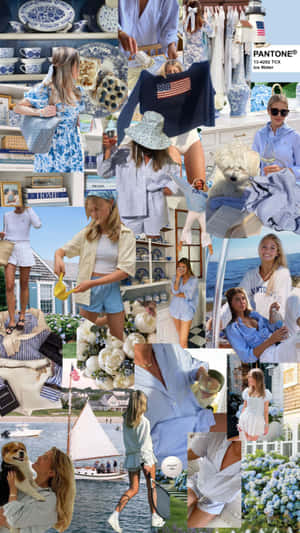 Coastal Granddaughter Aesthetic Collage Wallpaper