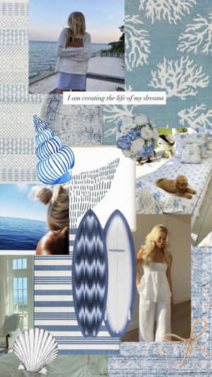 Coastal Granddaughter Aesthetic Collage Wallpaper