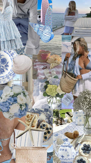 Coastal Granddaughter Aesthetic Collage Wallpaper