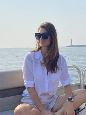 Coastal Grandmother Chic Woman Boat Wallpaper