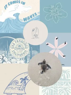 Coastal Inspired Collage Artwork Wallpaper