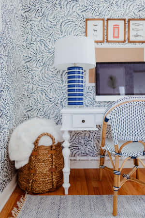 Coastal Inspired Home Office Decor Wallpaper