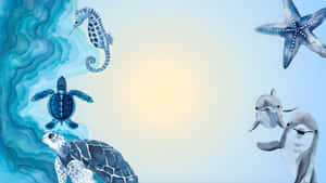 Coastal Marine Life Art Wallpaper