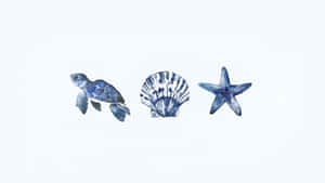 Coastal Sea Life Icons Wallpaper