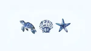 Coastal Sea Life Icons Wallpaper