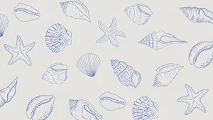 Coastal Seashell And Starfish Pattern Wallpaper