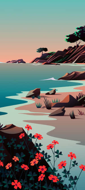 Coastal_ Sunset_ Vector_ Artwork Wallpaper