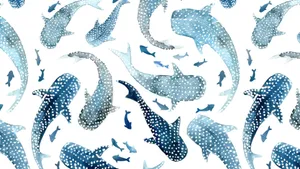 Coastal Whale Shark Pattern Wallpaper