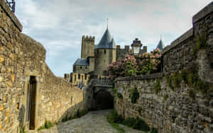 Cobblestone Street In Carcassonne France Wallpaper