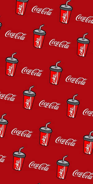 Coca Cola Pattern On Red Background Wallpaper