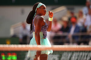 Coco Gauff In Light Blue Skirt Wallpaper