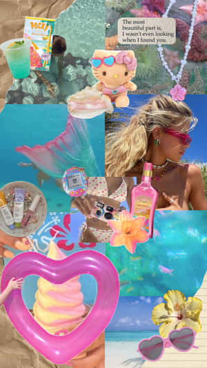 Coconut Girl Aesthetic Collage Wallpaper