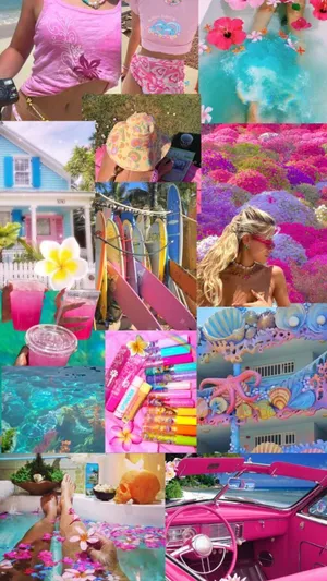 Coconut Girl Aesthetic Collage Wallpaper