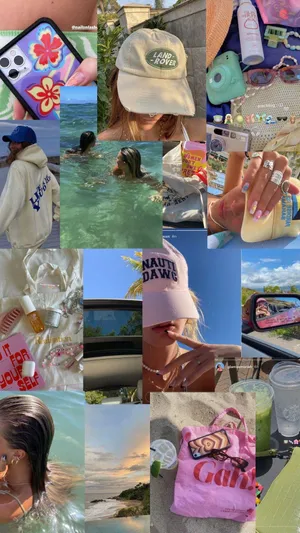 Coconut Girl Aesthetic Collage Wallpaper