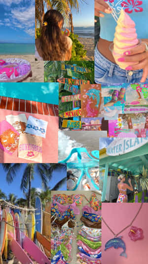 Coconut Girl Aesthetic Collage Wallpaper