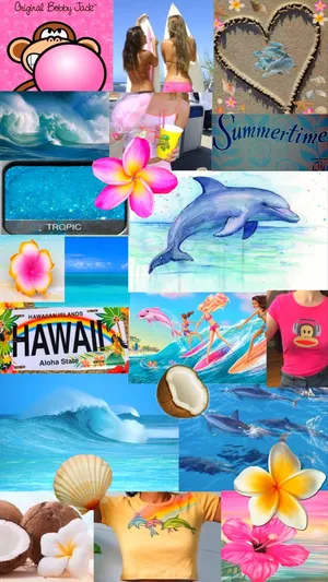 Coconut Girl Aesthetic Collage Wallpaper
