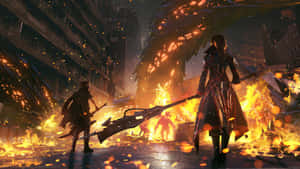 Code Vein Fire Battle Wallpaper