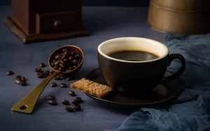 Coffeeand Spoon Still Life Wallpaper