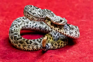 Coiled Rattlesnakeon Red Background Wallpaper