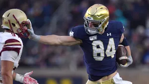 Cole Kmet Notre Dame Football Action Wallpaper