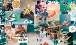 Collage Of Photos Of People On The Beach Wallpaper