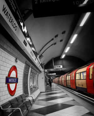 Colored Waterloo Station Logo And Train Wallpaper