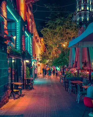 Colorful Alley Cafe In Yerevan Wallpaper