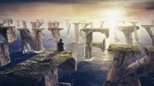 Colorful Alphabets Floating On The Sea Wallpaper