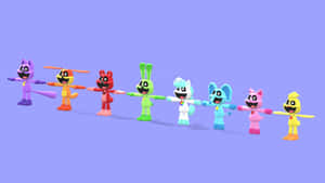 Colorful_ Animated_ Critters_ Holding_ Hands Wallpaper