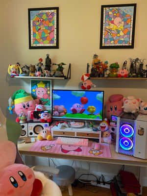 Colorful Anime Gamer Room Setup Wallpaper