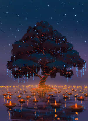 Colorful Array Of Fluorescent Light Tubes On A Black Background Wallpaper