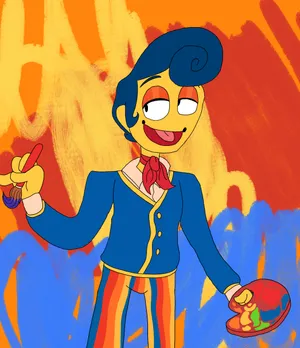 Colorful Artist Character Illustration Wallpaper