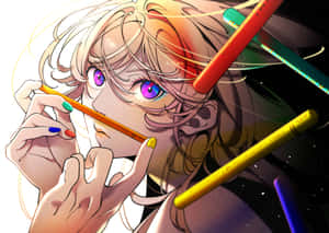 Colorful Artistic Portraitwith Pencils Wallpaper