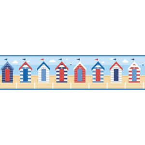Colorful Beach Huts Lined Up On A Beautiful Seashore Wallpaper