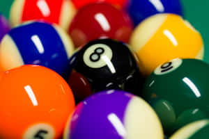 Colorful Billiard Ballswith Focuson Number Eight Wallpaper