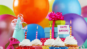 Colorful Birthday Celebration Setup Wallpaper