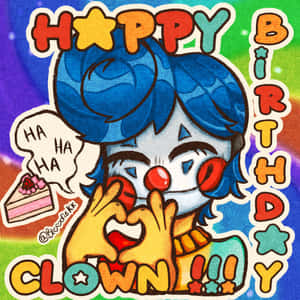 Colorful Birthday Clown Celebration Wallpaper