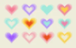 Colorful Blurry Hearts Background Wallpaper