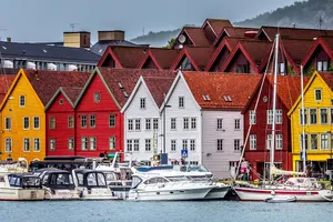 Colorful Bryggen Harbor Bergen Norway Wallpaper