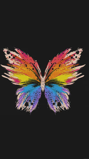 Colorful Butterfly Wings Art Dark Background Wallpaper